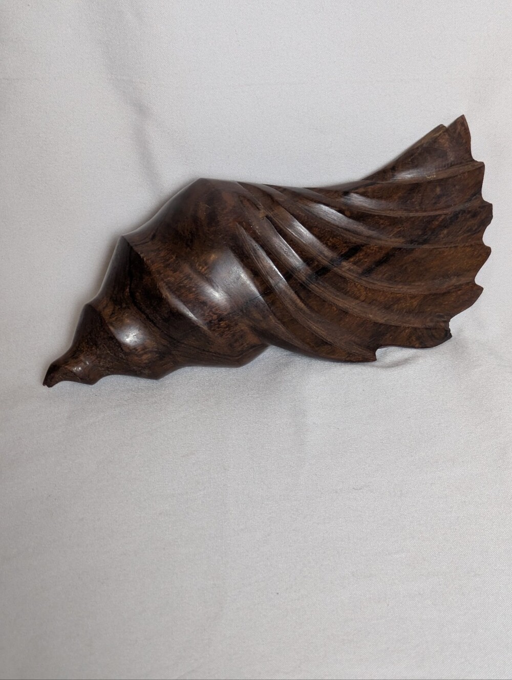 Handcrafted Dark Brown Wooden Shell Sculpture - Home Art